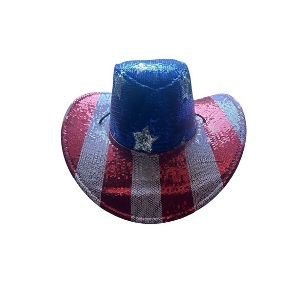 NWT Stars & Stripes Patriotic Sequined Cowboy Hat Election 4th of July - Picture 3 of 5